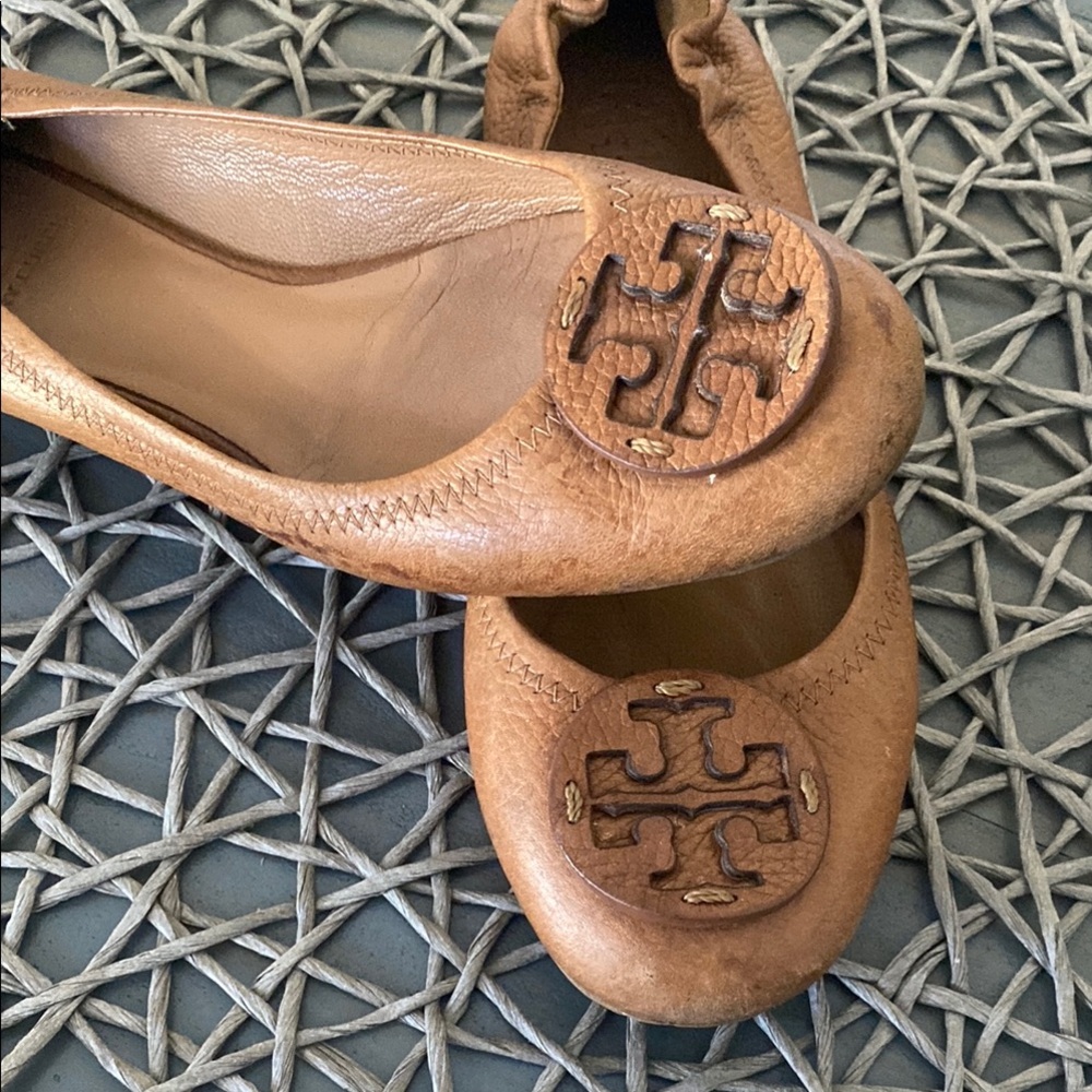 Tory Burch Brown Leather Ballet Flats